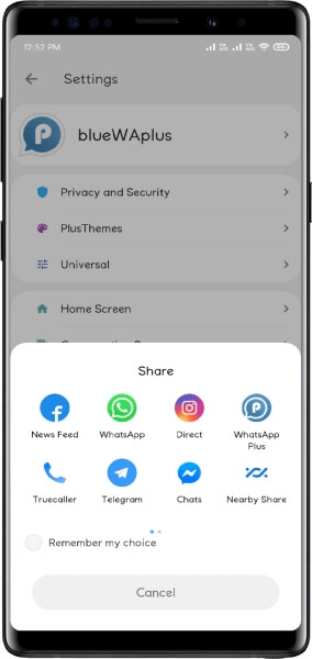 Blue WhatsApp Plus Screenshot